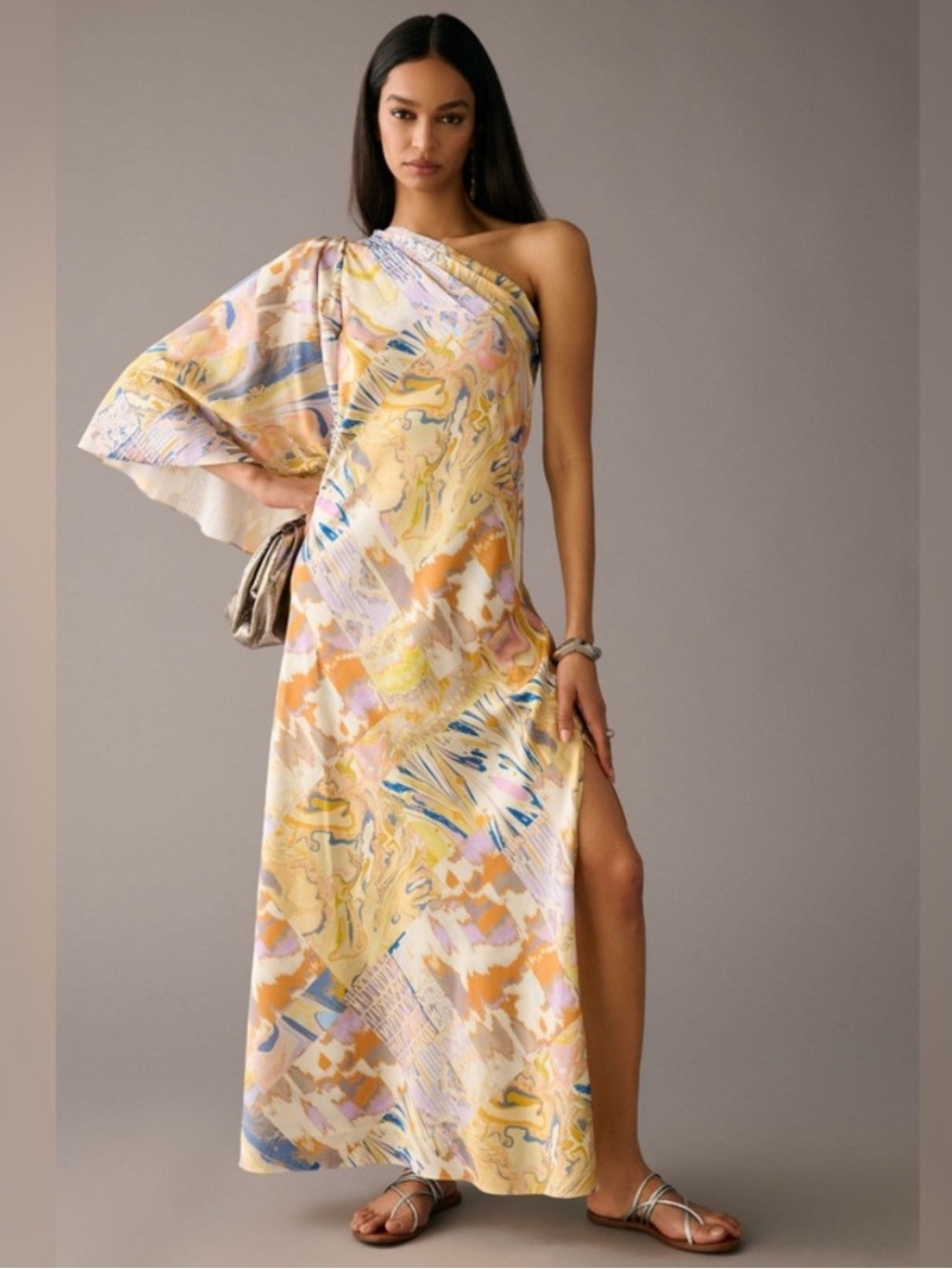 Anthropologie X Mandira Wirk One-Shoulder Printed Dress